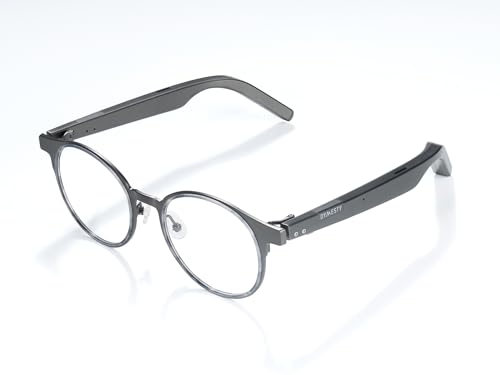 Dymesty Smart AI Glasses for Men & Women,Titanium Frame,Real-Time Translation, Meeting Recording, AI Assistant with ChatGPT, Open-Ear Bluetooth Speakers & Microphones, 48H Battery Life (J/Gray)