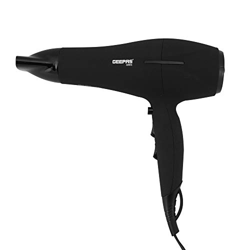 GEEPAS 2200W Powerful Hair Dryer – 2-Speed & 3 Temperature Settings – Salon Quality with Cool Shot Function for Frizz Free Shine – Portable Elegant Hair Dryer with Ionic Function – 2 Years Warranty