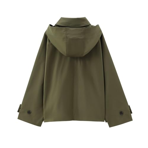 Minimalist Hooded Jacket Windproof Jacket Women Tops Loose Army Green Vintage Jacket Coat2