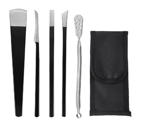 韓国式角質ケア フットケア グッズ 爪 足 かかと 角質取り ステンレス製 ペディナイフ セット 収納ケース付き QT-160 (ブラック)