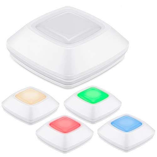 HONWELL Puck Lights, Wireless LED Battery Powered Colored Push Lights, Press RGB Lights, Tap Lights, Click Touch Closet Lights, Voice Level Lights Classroom, Stick Under Counter Cabinet Lights, 5Pack