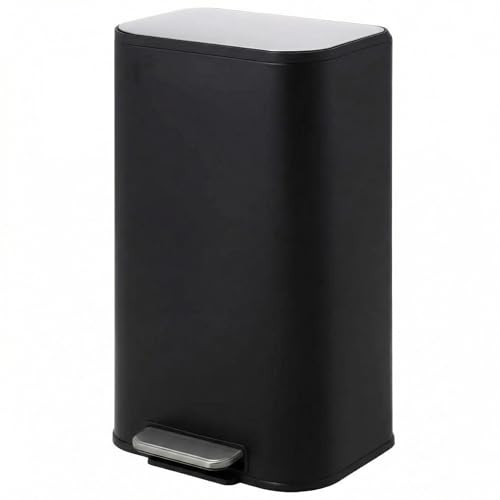Caneca de basura rectangular 30L acero inoxidable negra