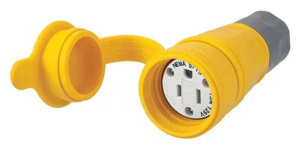 Watertight Straight Blade Connector, Female, 5-15R, 15A125V, 2-Pole 3-Wire