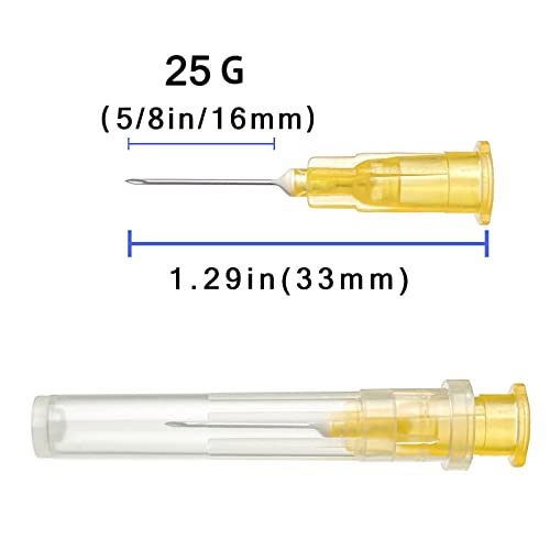 Image of 100Pack 25Ga 5 /8 inch Needle(16mm) Luer Lock for Refilling Ink | Individually Packaged