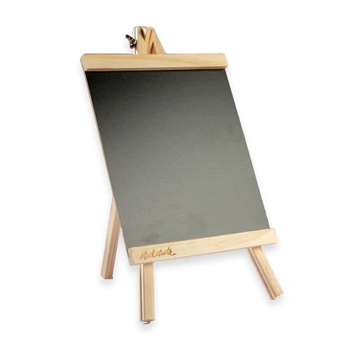 Mont Marte Chevalet Ardoise – Tableau à Craie compact sur chevalet en bois de pin – Petit Tableau Noir Ardoise avec Support – 34,5 x 20,5 x 10 cm