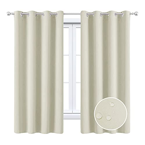 MAXIJIN tende impermeabili per finestre isolate Tende scure morbide per camera da letto 2 pannelli tende isolanti termiche con occhielli per interni, soggiorno (H 175x B 140 CM, Beige)