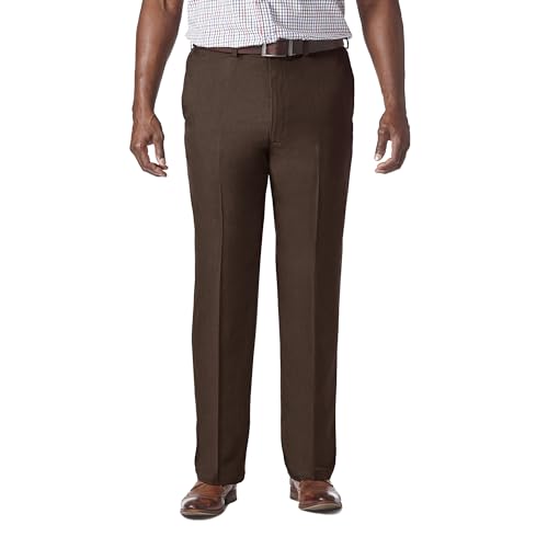 Image of Haggar Men's Cool 18 Pro Classic Fit Flat Front Casual Stretch Performance Golf Pant - Regular and Big & Tall