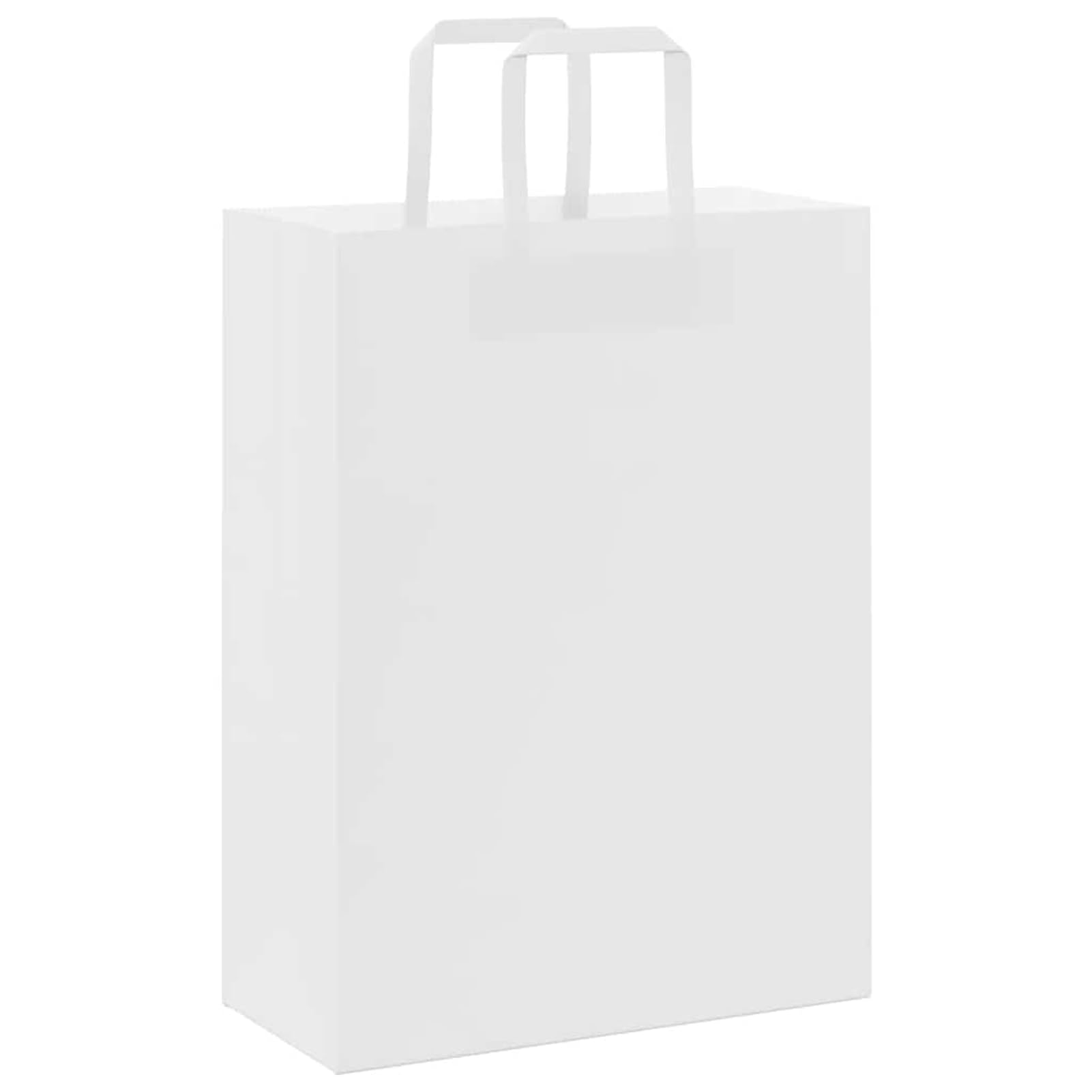 Fecpoo Papierowe torebki 250 szt. – białe torebki papierowe o gramaturze 80 g/m², 26 x 12 x 35 cm, ze stabilnymi uchwytami linowymi papierowymi, przyjazne dla środowiska, do pakowania prezentów