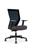 Via Seating Executive Office Computer Chair, High Back, Commercial Grade, Ergonomic Features, Adjustable Seat Depth and Arm Height, Hand Sewn Upholstered Seat, Black Mesh, Brown Seat - Made in USA