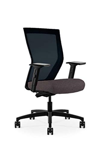 Via Seating Executive Office Computer Chair, High Back, Commercial Grade, Ergonomic Features, Adjustable Seat Depth and Arm Height, Hand Sewn Upholstered Seat, Black Mesh, Brown Seat - Made in USA