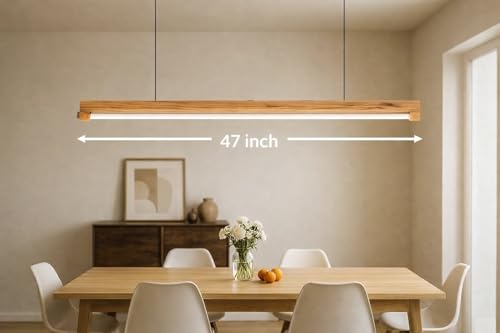Image of Artica Pine Wood Ceiling Lamp with LED Tube Light - Modern Wooden Ceiling Light Fixture for Home, Office & Kitchen Decor Warm White 20w