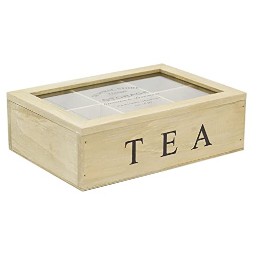 Carousel Home Gifts Vintage General Store Wooden Tea Box Chest Holder With 6 Compartents