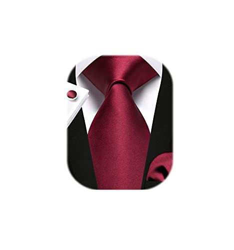 Image of Enlision Mens Ties Solid Color Satin Necktie Ties for men Handkerchief Cufflinks Pocket Squares for Wedding