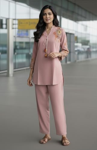 Image of Asmeriyo Women Co-Ord Set || Women 2 Pic Embroidered Kurta Set || Stylish Cord Set (K-204)
