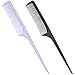 Rat Tail Comb, 2Pcs Teasing Combs with Parting Tip Styling Sectioning Braiding Fine Tooth Comb, Anti Static Hair Detangling Rattail Parting Combs for Women and Men, Fit All Hair Types (Purple, Black)