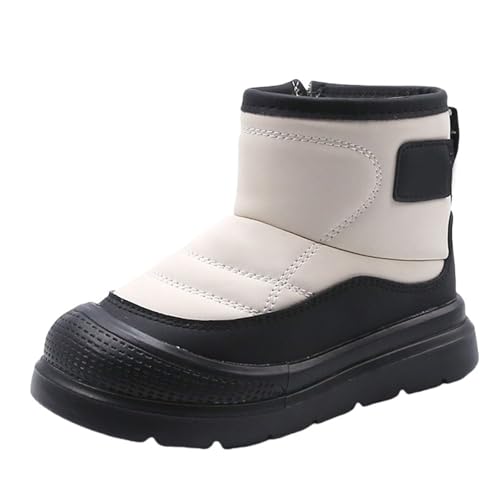 Leather Soft Sole Snow Booties Shoes for Toddler Side Zipper Flat Shoes Boots Kids Unisex Fleece Fuzzy Lined Warm Shoes - Main Image