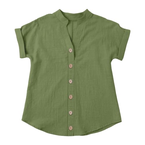 Girls Short Sleeve T Shirts Casual V Neck Button Chiffon Blouse Tops Toddler Girls Summer Plain Colour T-Shirt2