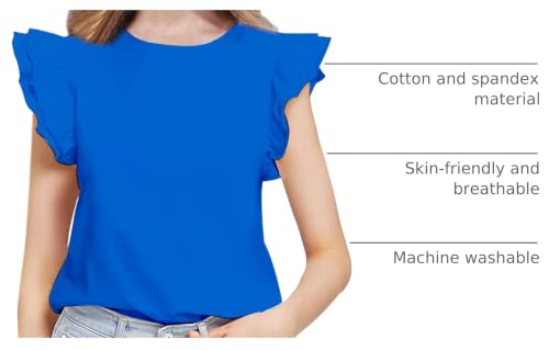 Image of Kilymosy Girls White Shirt Short Sleeve Summer Casual Flutter Tops Tee Blouse 5-14 Years