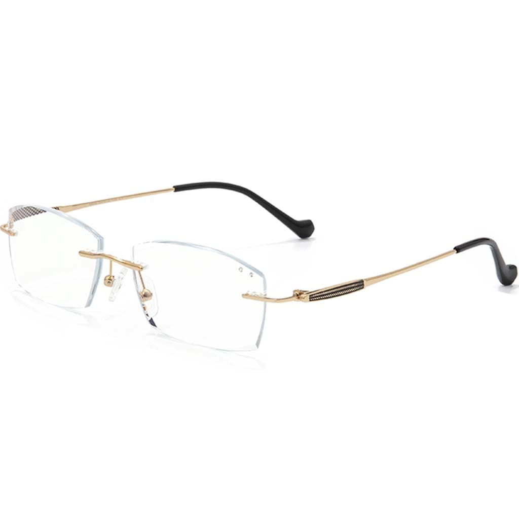 Rahmenlose Schneidebrille Ultraleichte Anti-Ermüdungs-Lesebrille Computerbrille Herren Rahmenlose Lesebrille für ältere Menschen Multifokales Anti-Blaulicht