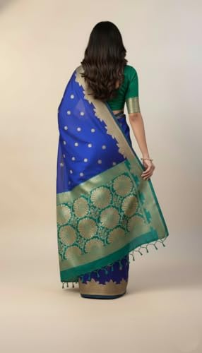 Image of Yashika Women's Banarasi Silk Traditional Motifs Jacquard Woven Saree | Blue Color Saree | Women Sari | Saree