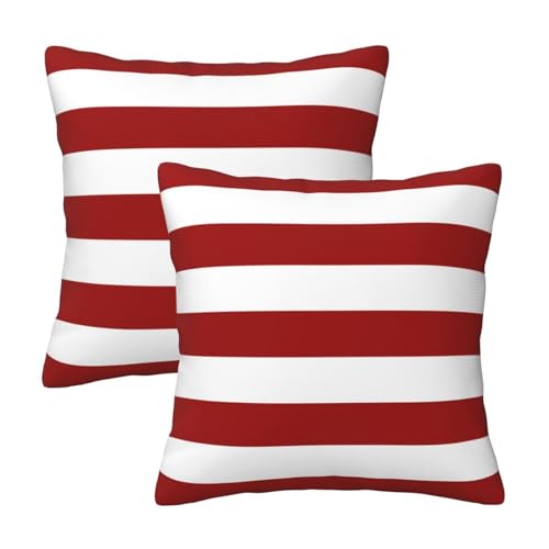 Lcokin Red and White Stripes Throw Pillow Cover 18x18 in Set of 2 Cushion Modern Farmhouse Pillow Covers Soft Pillow Cases Decor for Couch Sofa Living Room Bedroom Home