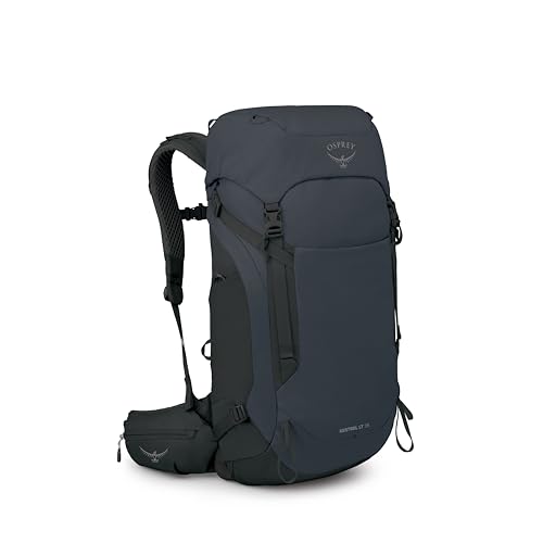 Image of Osprey Kestrel LT 35L Men's Backpacking Backpack, Black OS | hiking pack, camping gear, overnight trail pack, waterproof raincover, rain cover included, waterproof storage, dry bag