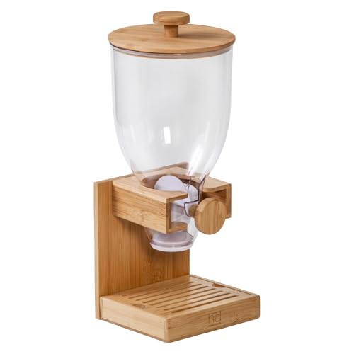 Honey-Can-Do Compact Dry Food Dispenser, Single Control & Snack Storage Container for Countertop or Pantry, Bamboo