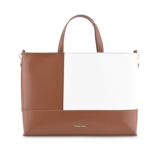 Image of Fastrack Colourpop Laptop Tote | Faux-Leather Women's Handbags | 15 inch Laptop Tote For Workwear And College, Brown