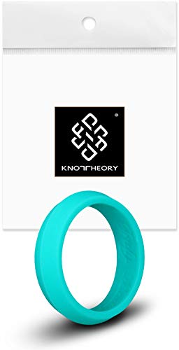 Nudo Theory Anillos de Boda para hombres y mujeres de silicona y # x2605; galardonado  y # x2605; 5 mm Banda en plata, color blanco, azul turquesa, coral rosa, lila, Negro, Gris