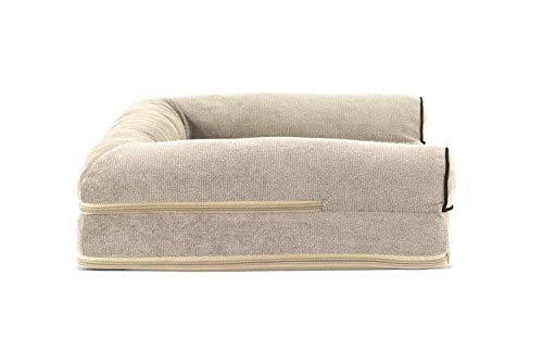 Image of FurHaven Soft, Orthopedic Foam Sofa Dog Bed with Washable & Removable Cover - Sherpa /Chenille - Cream, Dogs Up to 35 lbs - Medium