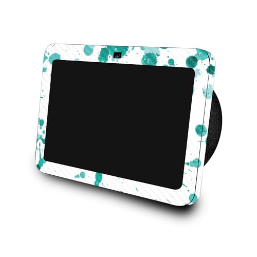 Image of Carbon Fiber Skin Compatible with Amazon Echo Show 8 (3rd Gen, 2023) - Teal Splatter - Premium 3M Vinyl Protective Wrap Decal Cover - Easy to Apply, Crafted in The USA by MightySkins