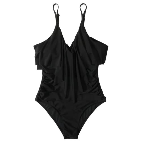 SUUKSESS Women Slimming Ruffle One Piece Swimsuits Ruched Tummy Control Bathing Suits4