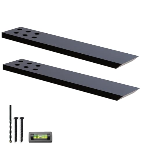 Balin Designs Hidden Countertop Support Brackets 16 Inch, Set of 2 (1/2" Thick, 12"×2.5"), Flat Knee Wall Heavy Duty Granite Countertop Brackets, Metal Corbels for Quartz (Black Flat, 16 inches)