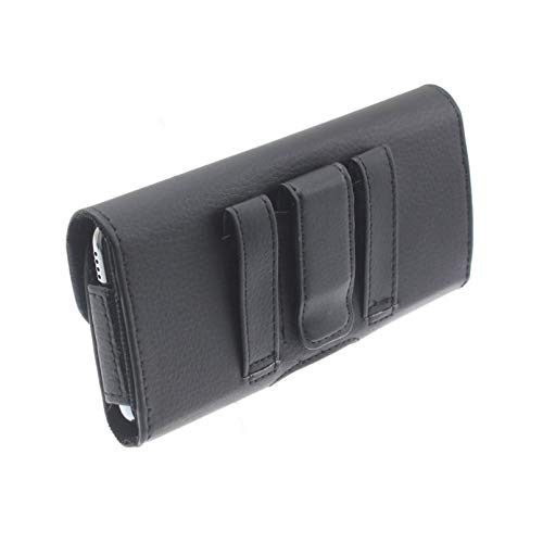 Black Leather Phone Case Side Cover Belt Holster Clip for LG Q7 Plus (Q7+)