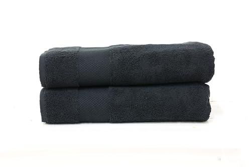 Hencely Bath Sheet Set of 2 - (35x64 Inches) - Luxury Extra Large Oversized Towels, 100% Cotton - Quick Dry, Highly Absorbent, Super Soft - Ideal for Spa, Hotel, Bathroom - (Bath Sheets 2 Pack, Black)