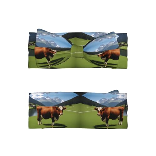 Real Swiss Cow Brown Prints Baby Bow Headband Super Stretchy Soft Bows Hair Accessories for Newborn Infants Toddlers Kids Girls2