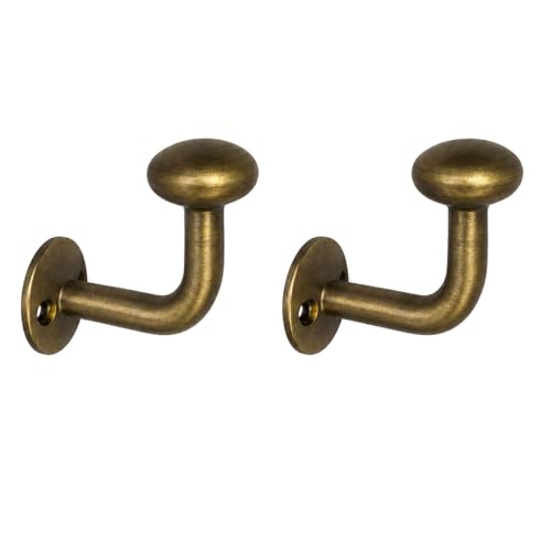 LumoCraft Antique Brass Wall Hooks, Set of 2 Vintage Towel