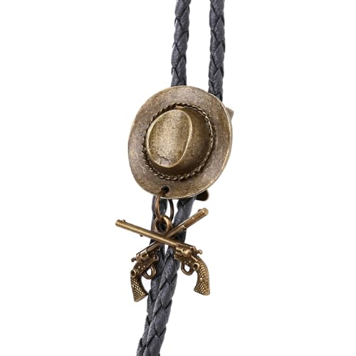 Image of Cowboy Bolo Tie for Men, Vintage Cow Skull Bolo Tie Necklace Native American Necktie for Men Women
