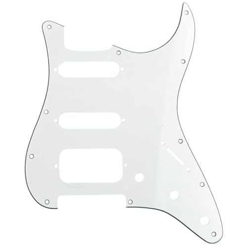 Musiclily Pro 11-Hole Round Corner HSS Guitar Strat Pickguard Humbucker for USA/Mexican Stratocaster Open Pickup, 3Ply Parchment
