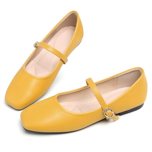 Image of LUXINYU Women's Slip on Flats,Classy Round Toe Solid Classic Mary Jane Ballet Dance Shoes Soft Comfortable PU Flat Shoes