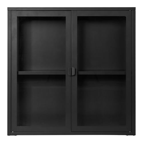 House Nordic Vitrina Colgante con 2 Puertas de Cristal, Acero Negro, 80 x 18 x 80 cm