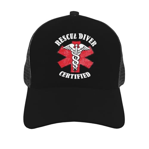 Rescue Diver Certified Unisex Mesh Baseball Caps - Classic Adjustable Hat3
