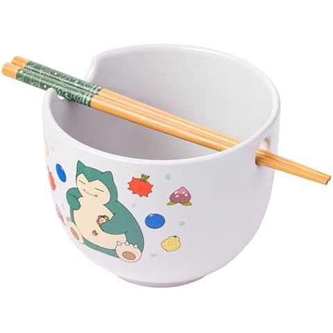 Pokemon Snorlax Ceramic Ramen Bowl with Chopsticks Cover