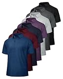 BOOJO 5 Pack Polo Shirts for Men - Quick Dry Moisture Wicking Performance Short Sleeve Mens Golf Shirts for Work Athletic