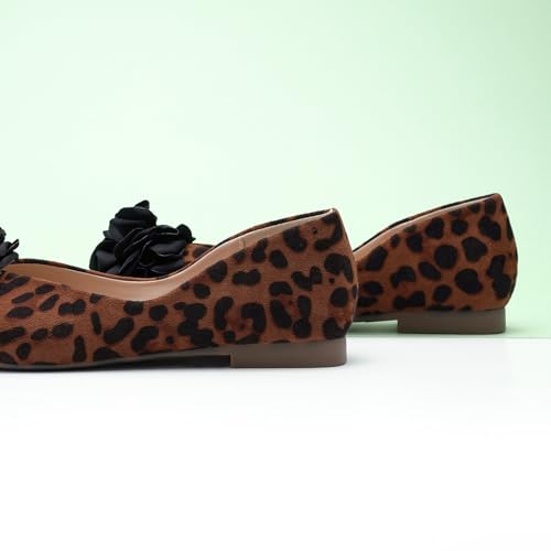 Image of C.Paravano Ballet Flats for Women | Women's Flats | Square Toe | Slip On Dress Shoes | Satin Flower Shoes