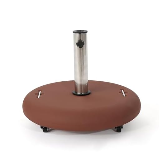 Christopher Knight Home Louise Outdoor Red Concrete Circular 80lb Base with Steel Umbrella Holder, 21.65 x 21.65 x 17.00