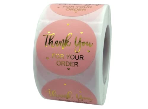 N’icePackaging – 500 Qty – 1.5 inch - Thank You for Your Order - Peach w/Gold Text - Stickers...