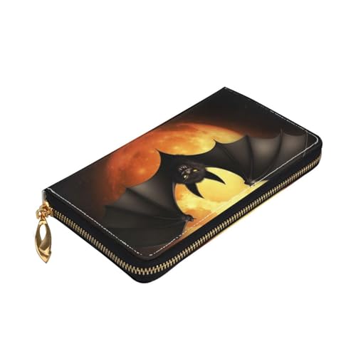 Halloween Bat Women Wallets Leather Zip Around Clutch Purses Waterproof Credit Card Holder With Phone Holder Ladies Travel Coin Purse3