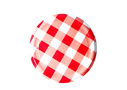 Metal Lug Cap 82 mm Lid for Glass Storage Jars and bottles (brand peerul) (Pack of 12, Red Checkered)