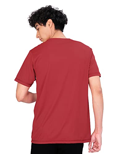 Image of TECHNOSPORT Men's Slim Fit Polyester Activewear Sports T-Shirt with Moisture-Wicking Comfort for Workout, Running & Gym